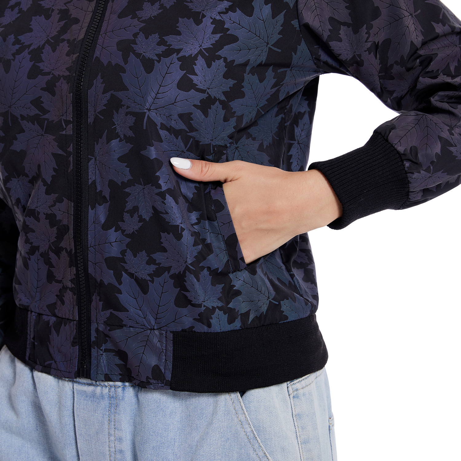 Maple Leaf Reflective Jacket Women's Short Coat Loose Printed Top - Image 3