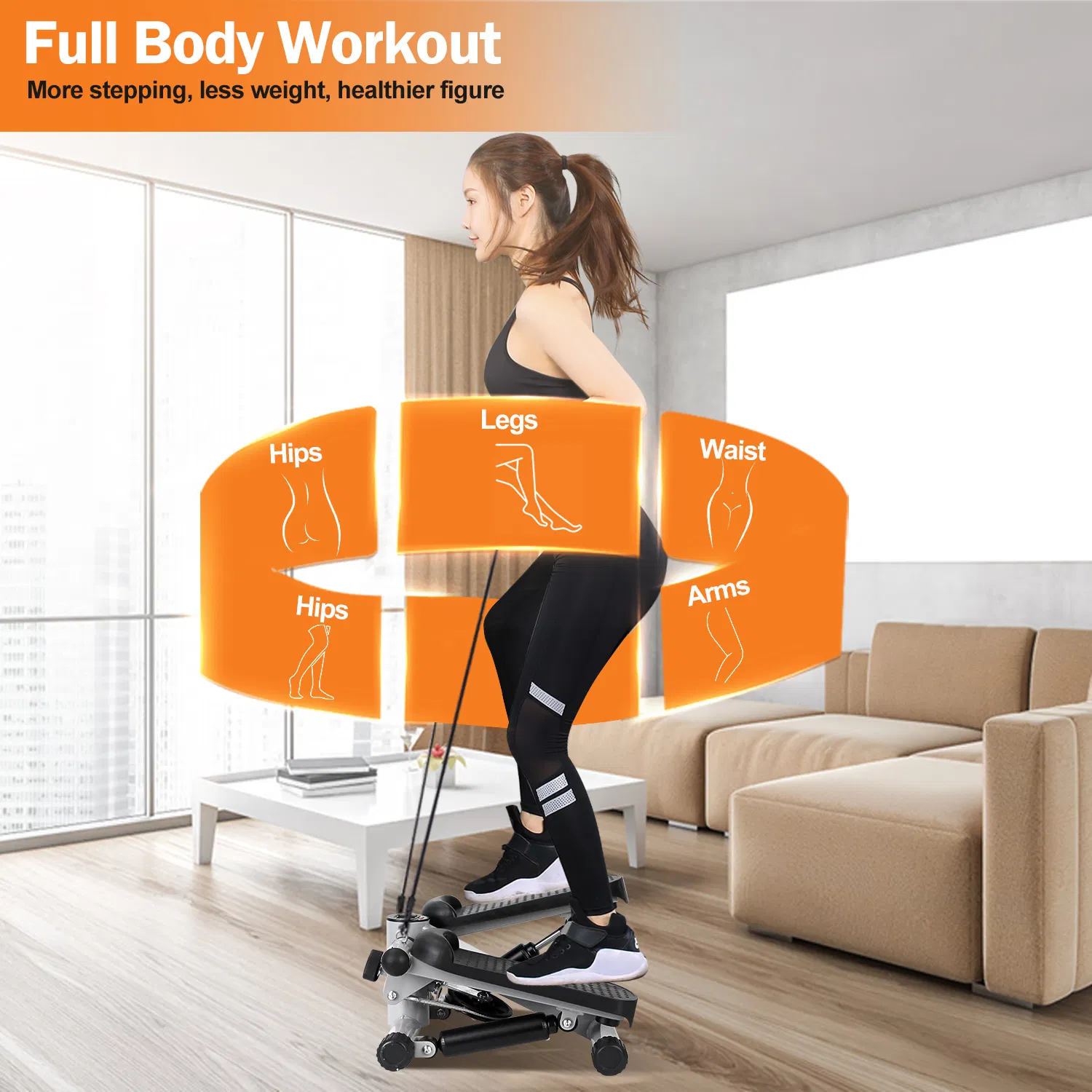 Exercise Stepper For Women Mini Fitness Stepper With 2 Resistance Bands LCD Monitor Max 330.7LBS Load Stair Stepper Quiet Stepper — foto 7