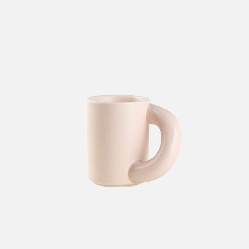 Ceramic water cup with crooked handle (cyan)