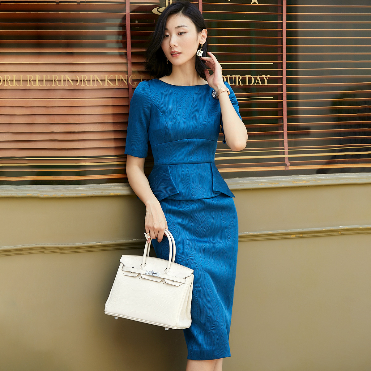 Women's Fashion Slim Long Sleeve Business Formal Pack Hip Skirt