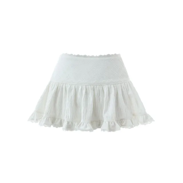 Ladies Ballerina Cake Dress Short Lace Trim White - Shop at LoveMi