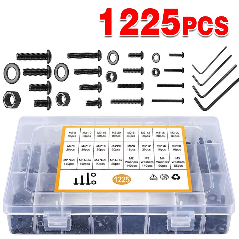 1225pcs Stainless Steel Hex Screws & Socket Bolts Nuts Set Assorted M2 M3 M4 M5 — image 8