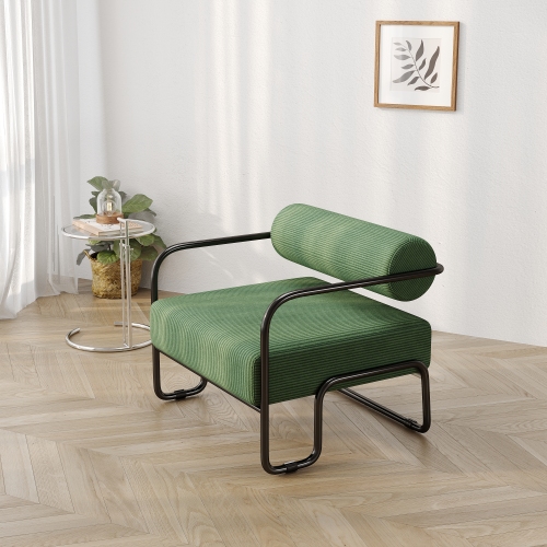 27inch L Living Room Iron Sofa Chair, Lazy Individual Chair, Balcony Leisure Chair,Modern, Small Space, Easy Assembly Green