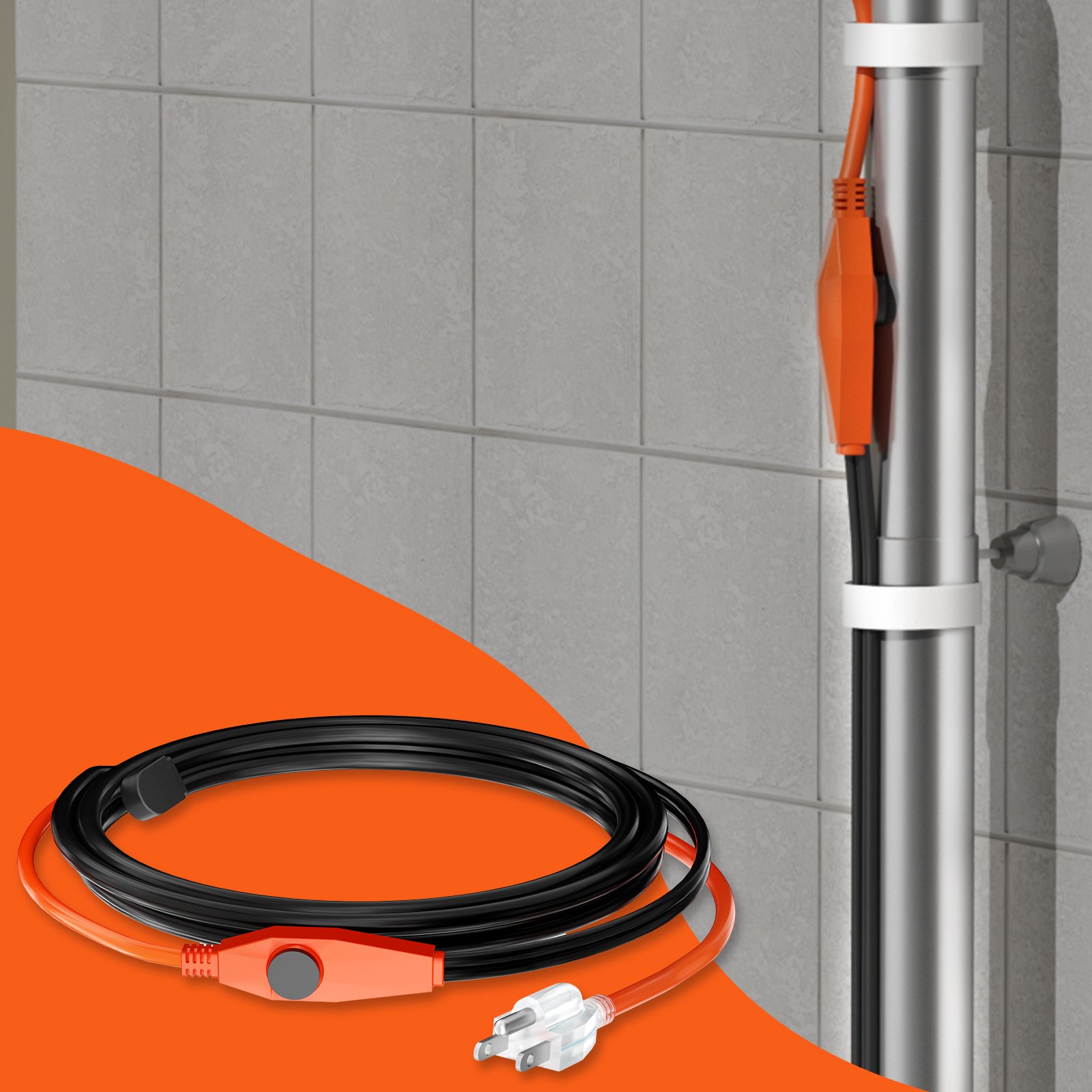 Pipe Heating Cable 6FT 7W FT Heat Tape For Pipes With Built-in Thermostat image 4