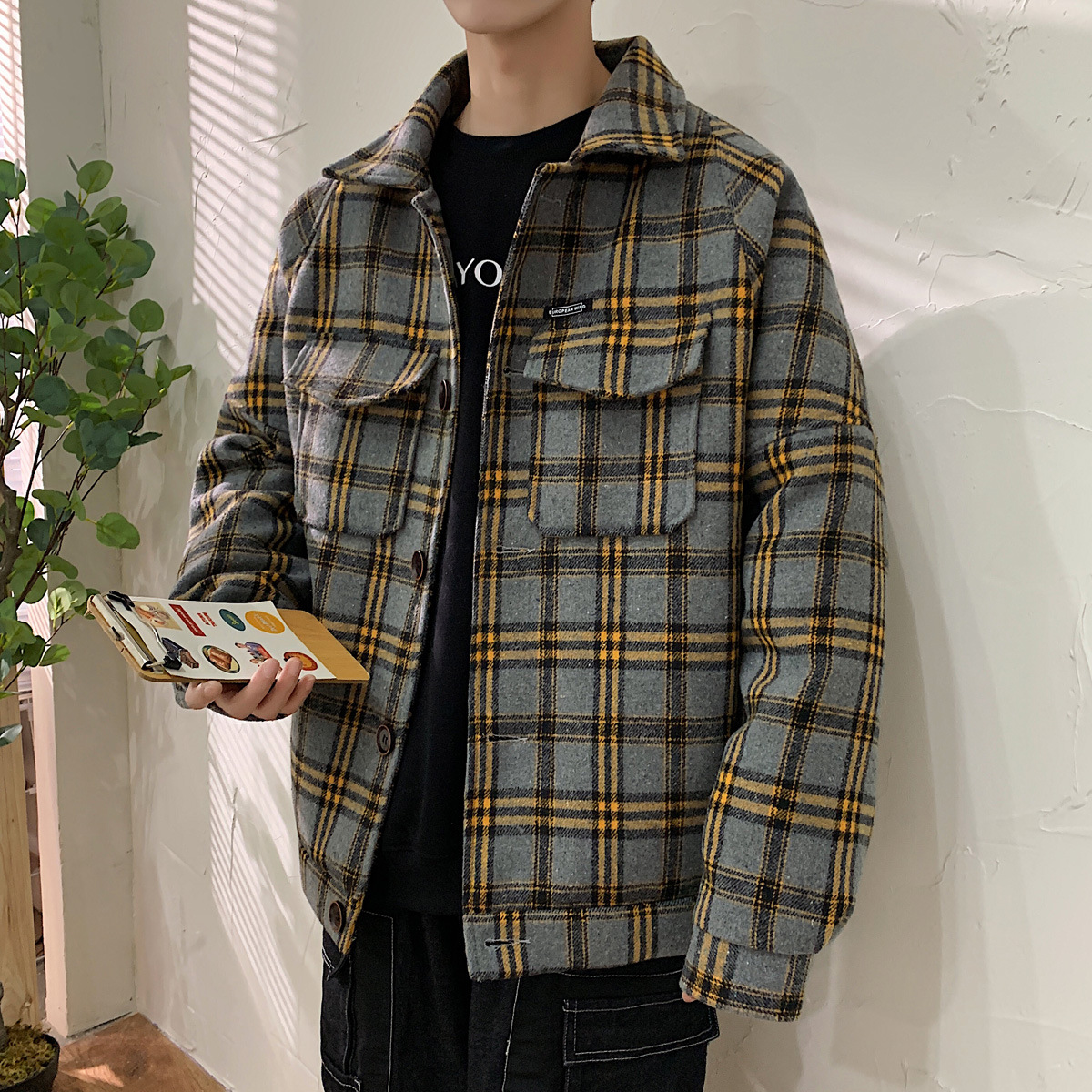Plaid Korean Style Trend Jacket Men