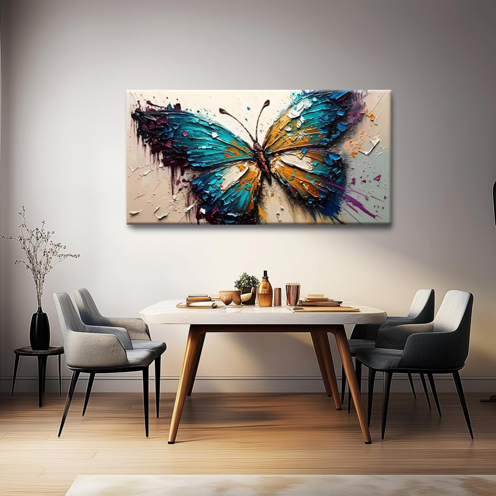 Handmade Oil Painting Canvas Wall Art Decoration Animal Abstract Texture Butterfly For Home Living Room Decor Rolled Frameless Unstretched Painting - Image 3
