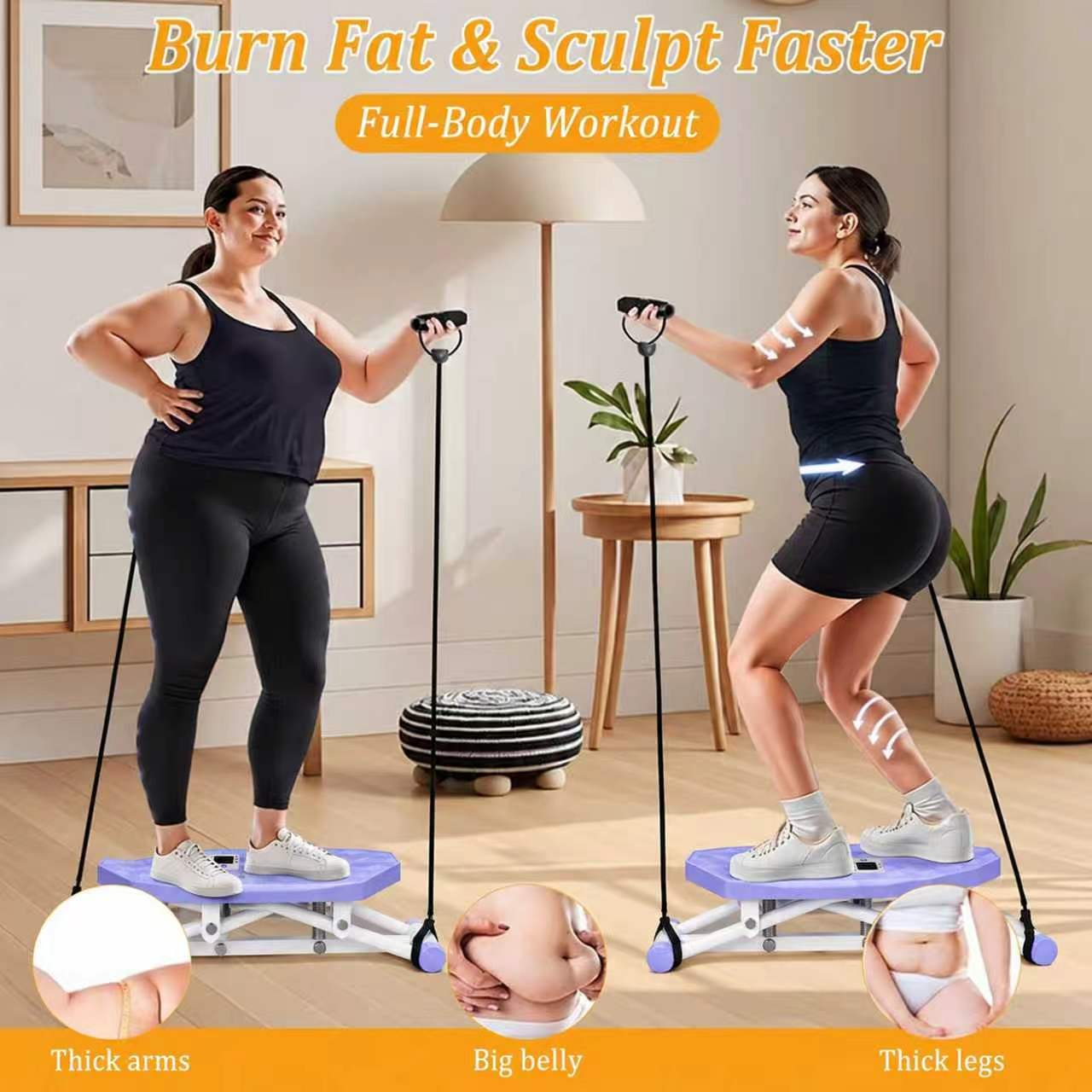 Portable Ski Balance Board With Resistance Bands & LCD Display, Rocking Stepper — image 6