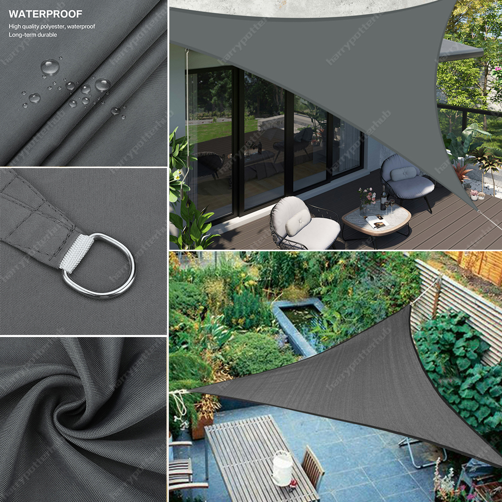 Heavy Duty Waterproof Outdoor Shade Sail Patio Suncreen Awning Garden Sun Canopy 98  UV Block Rectangle Square Triangle