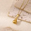 Stainless Steel Teardrop-shaped Pendant Necklace view 2