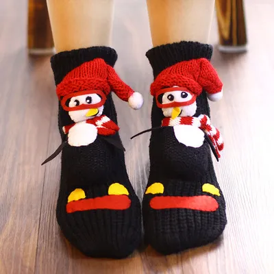 Warm Socks Women's Thick Line Christmas Socks 13Black Bottom - Shop at LoveMi