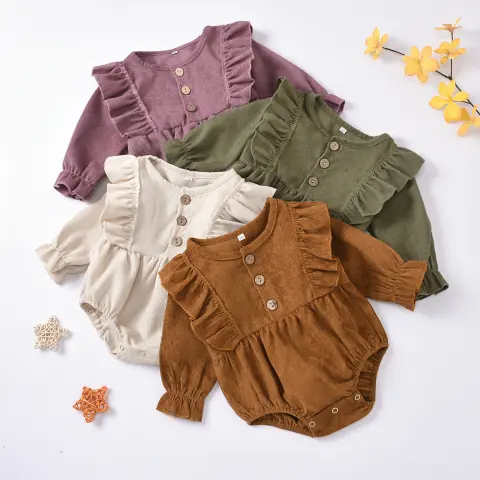 Corduroy Flying Sleeve Triangle Romper Spring and Autumn