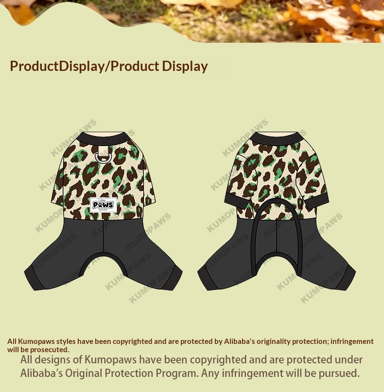 Thickened Four-Leg Full-Body Winter Warm Leopard Print Dog Jumpsuit