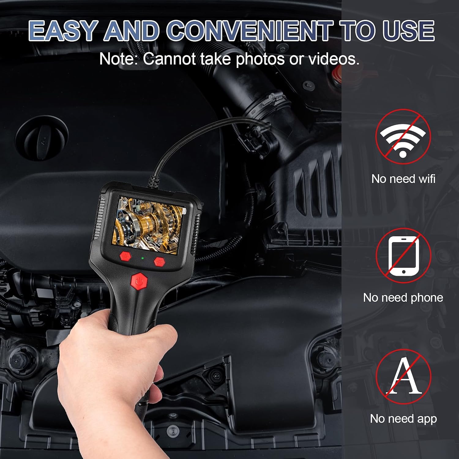 HD Dual-Lens Waterproof Endoscope Camera With Built-in Lights  Inspection Endoscope