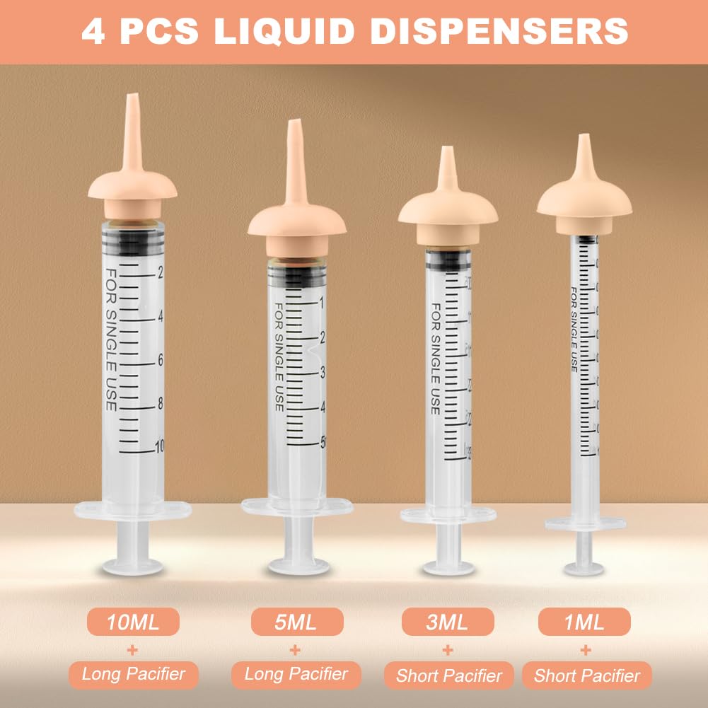 Pet Nursing Kit, Newborn Cat Bottle Feeding Set, For Newborn Puppies, Kitten, Other Small Animals,with Silicone Nursing Nipples, Formula Dispenser,Liquid Syringes,Measuring Cup&Cleaning Brush — foto 8