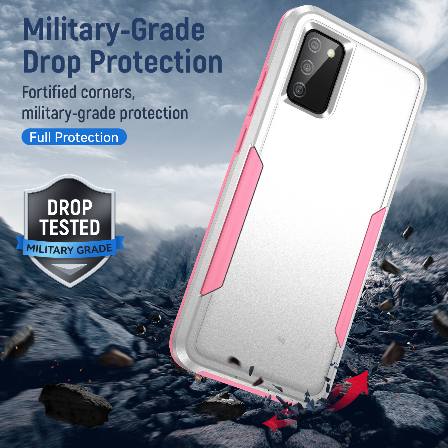 Coque de téléphone Trailblazer 2-en-1 unie avec charge sans fil – noire – A32 4G