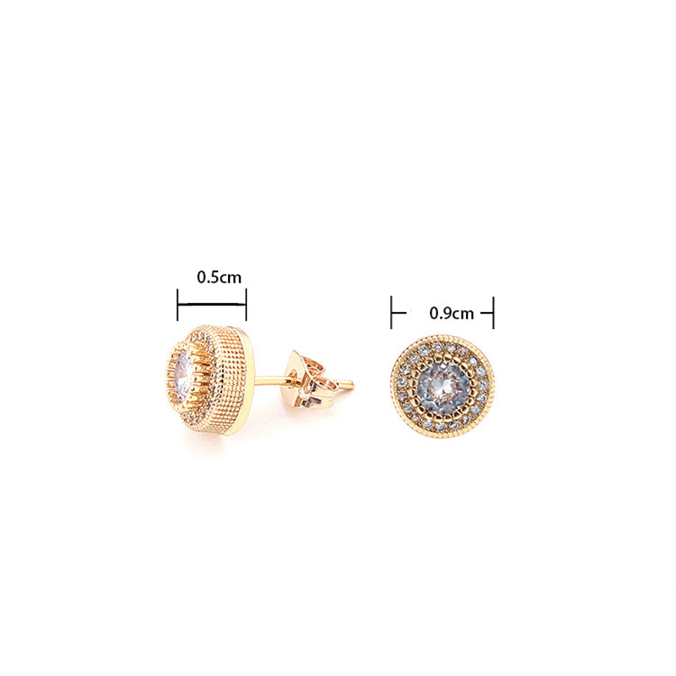 Title 1, Full Diamond Zircon Round Earrings