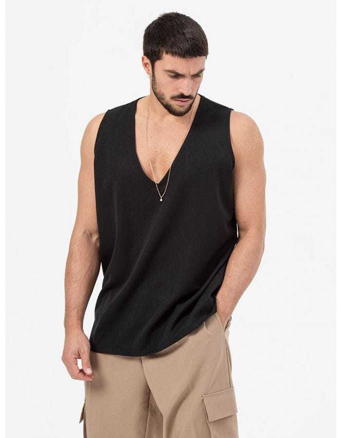 Personality Trend Men's Large Size Outer Wear Sleeveless Vest T-Shirt