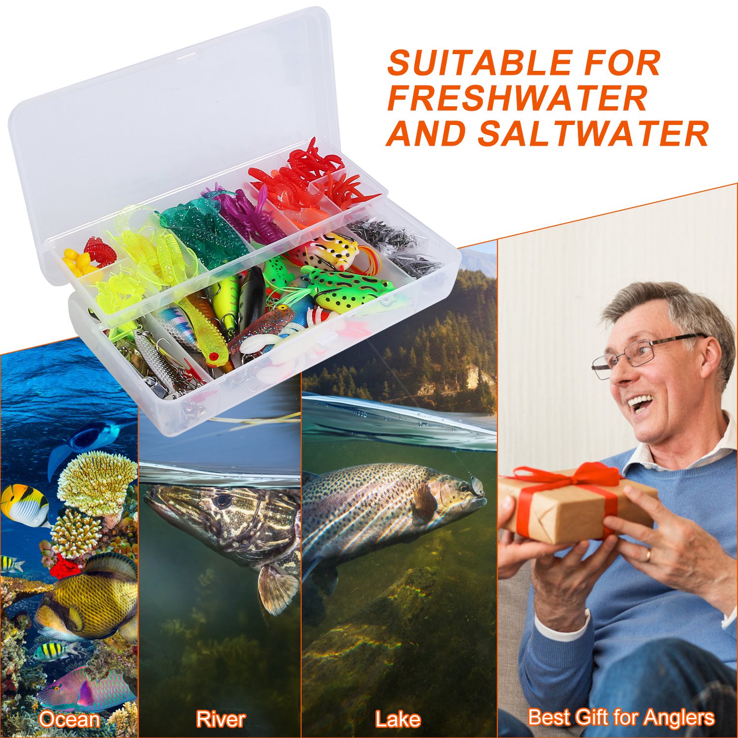 375-Piece Freshwater and Saltwater Lure Kit with Tackle Box