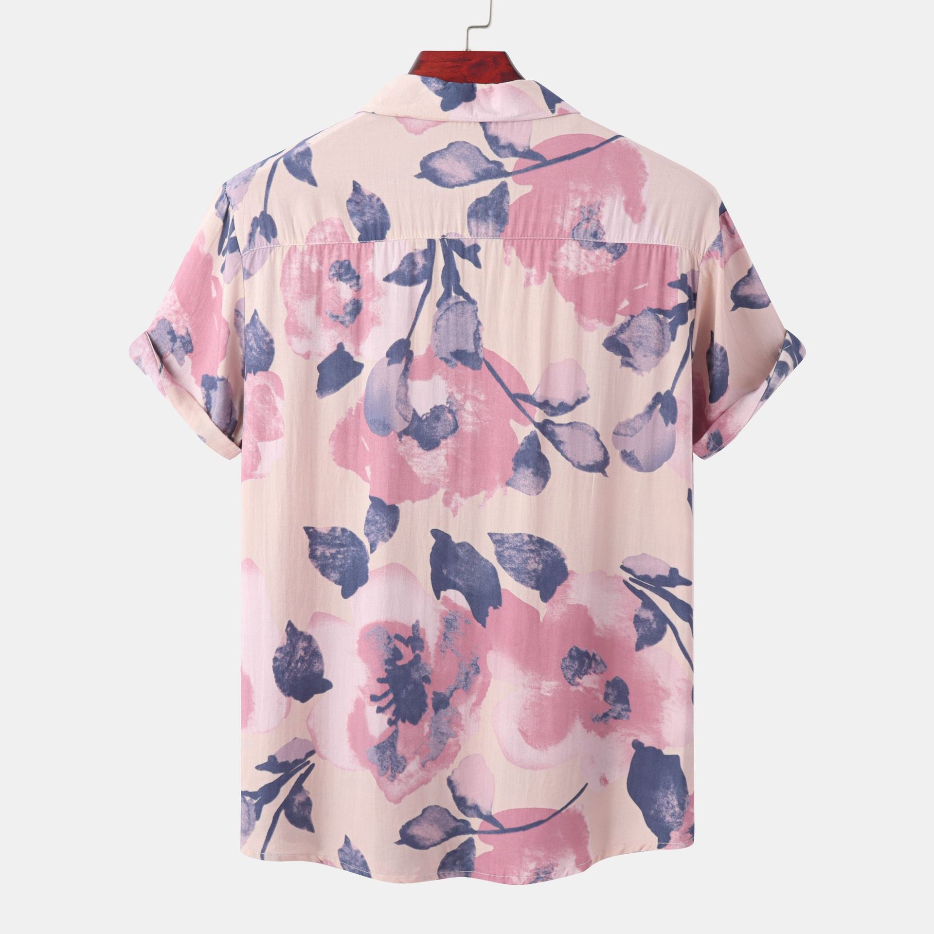 Title 5, Camisa floral masculina com lapela e manga curt...