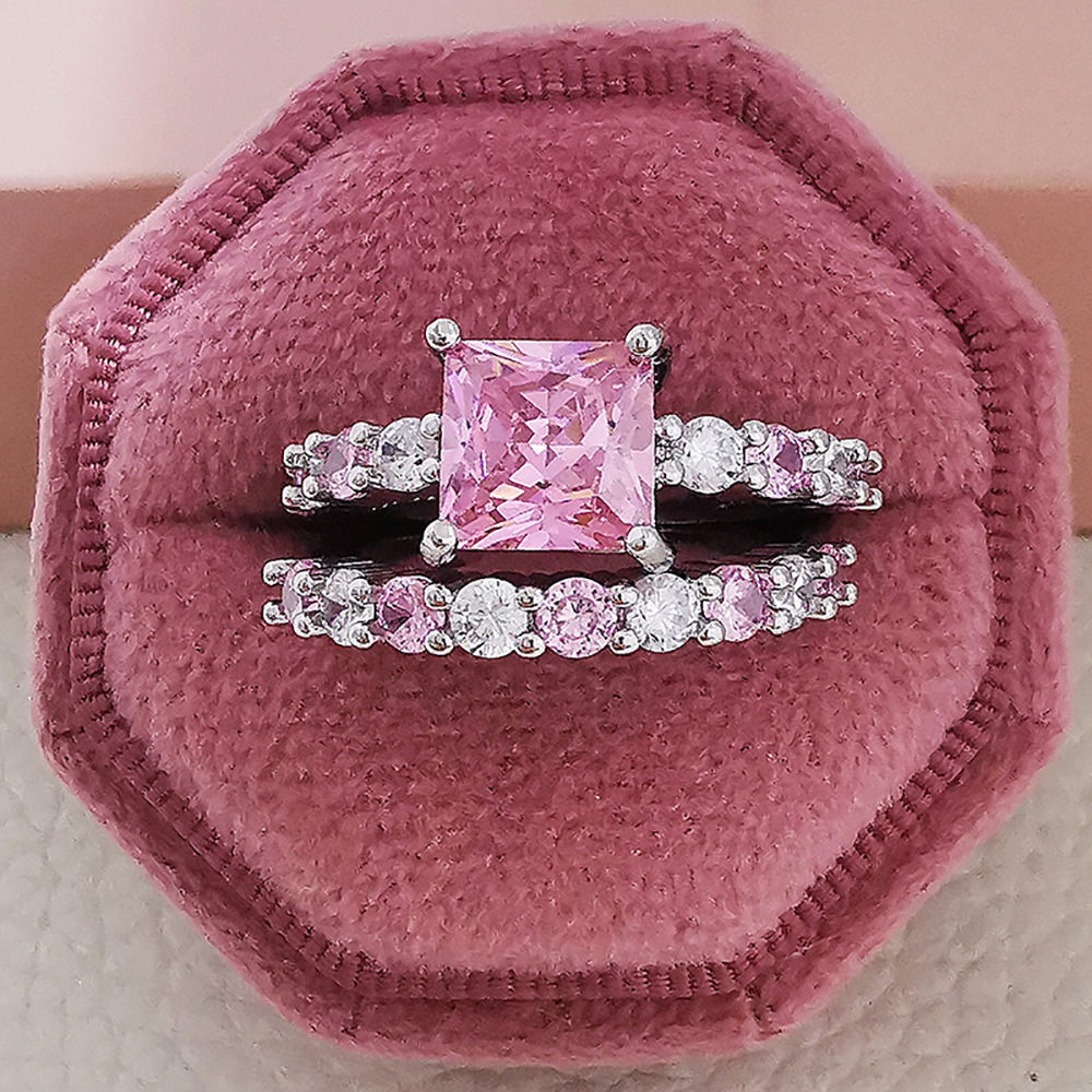 Creative Square Geometric Zircon Ring Women