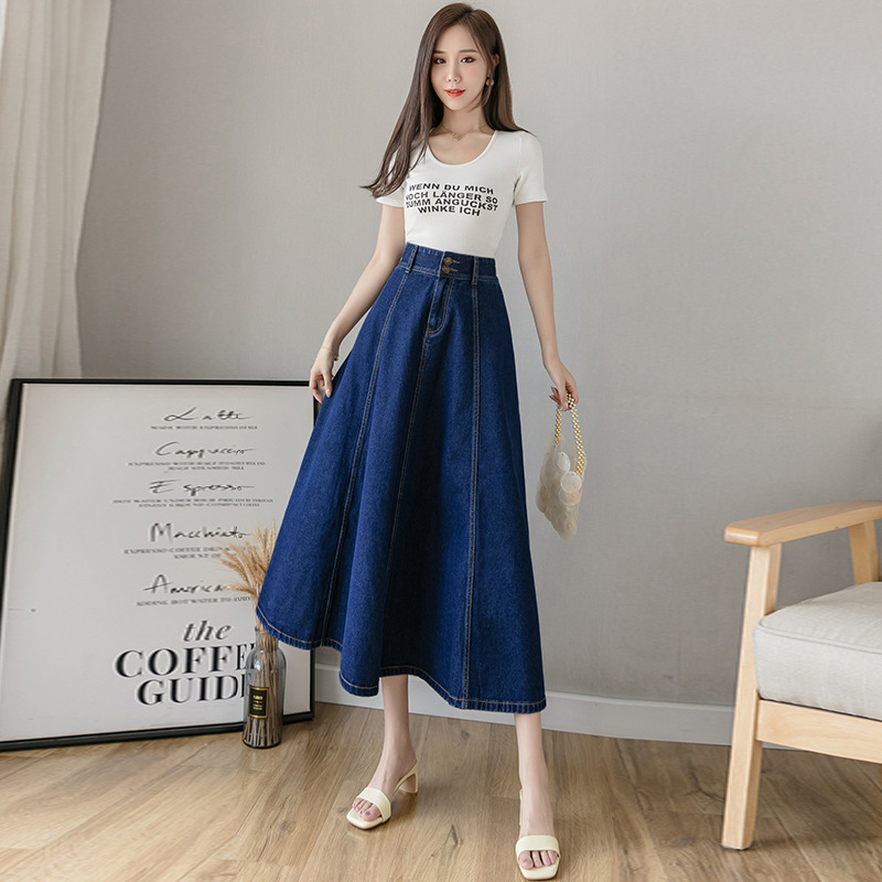 Title 6, Ladies Mid-Length Denim Umbrella Skirt A stylis...