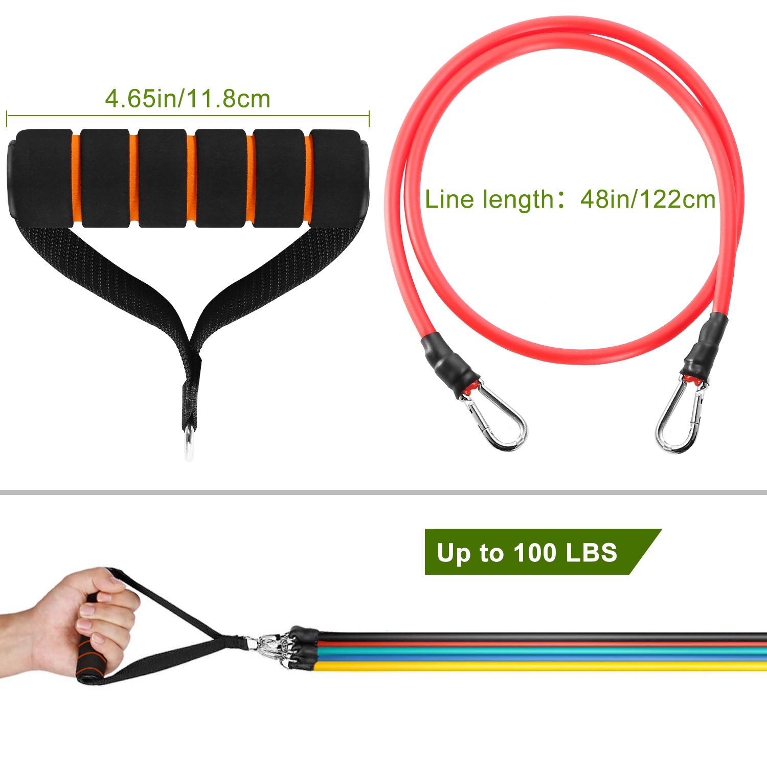 11Pcs Resistance Bands Set Fitness Workout Tubes Exercise Tube Bands Up To With Door Anchor Handles Ankle Straps For Physical Training Yoga Pilates
