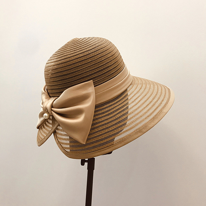 Pearl Bow Vintage Beach Fisherman's Straw Hat