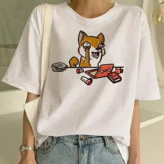 Women's Fashion Shiba Inu Dog Round Neck T-shirt - 24010Style - View 1