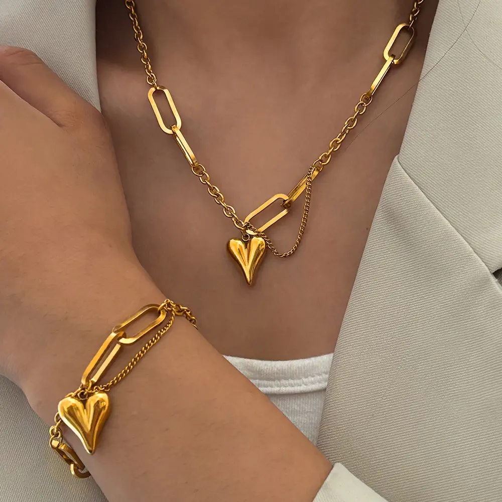 Women Jewelry Set Mixed Paperclip Chain 3D