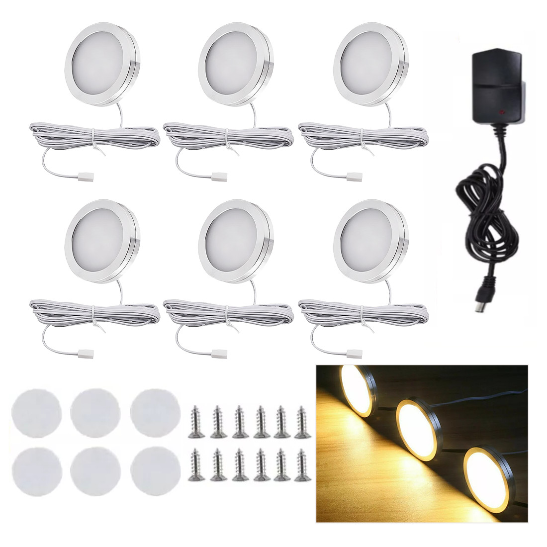 LED Under Cabinet Lighting Kitchen Counter Closet Puck Light Lamp 36 Packs Kit — image 8