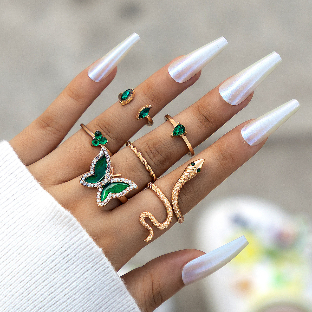 New Jewelry Trend Personality Black Gem Ring 22480Gold - Shop at LoveMi