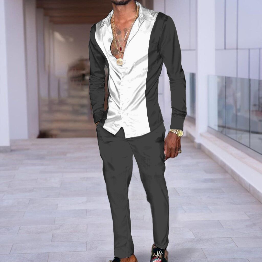 Hip Hop Hong Kong Style Fashion 3D Printing Casual Long Sleeve Shirt Suit