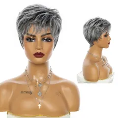 Granny Gray Middle-aged And Elderly Mother With Short Curly Hair - Grey - View 1