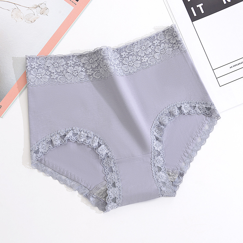 Title 3, High-waisted Cotton Briefs With Lace Crotch