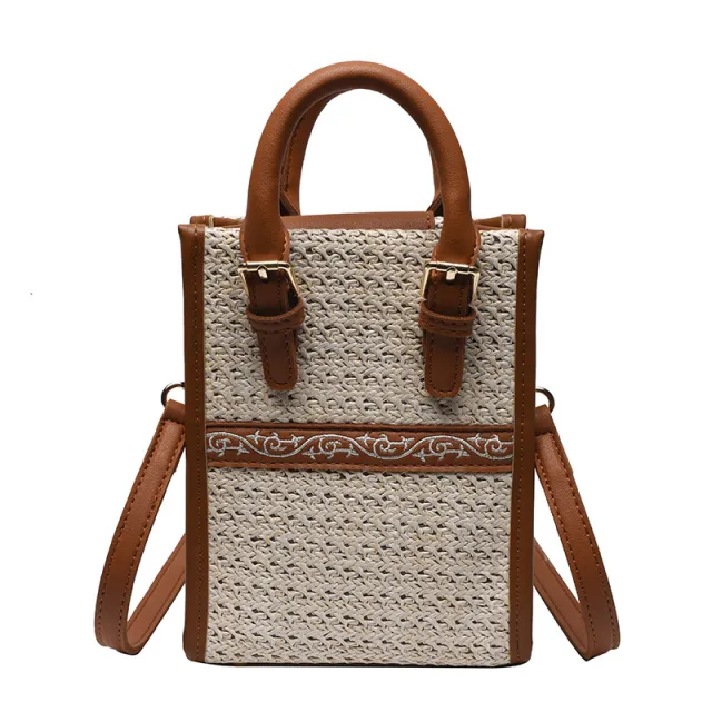 Ethnic Style One Shoulder Portable Straw Woven Bag Brown - Shop at LoveMi