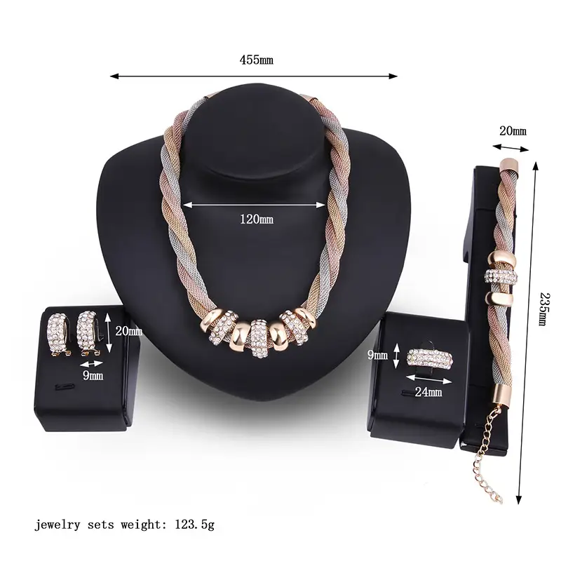 Fashion Gold-plated Four-piece Set With Diamonds