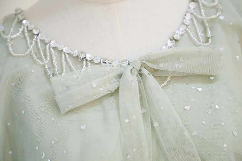 Heavy Industry Nail Beaded Bow Lace Up Sequin Mesh Fairy Dress