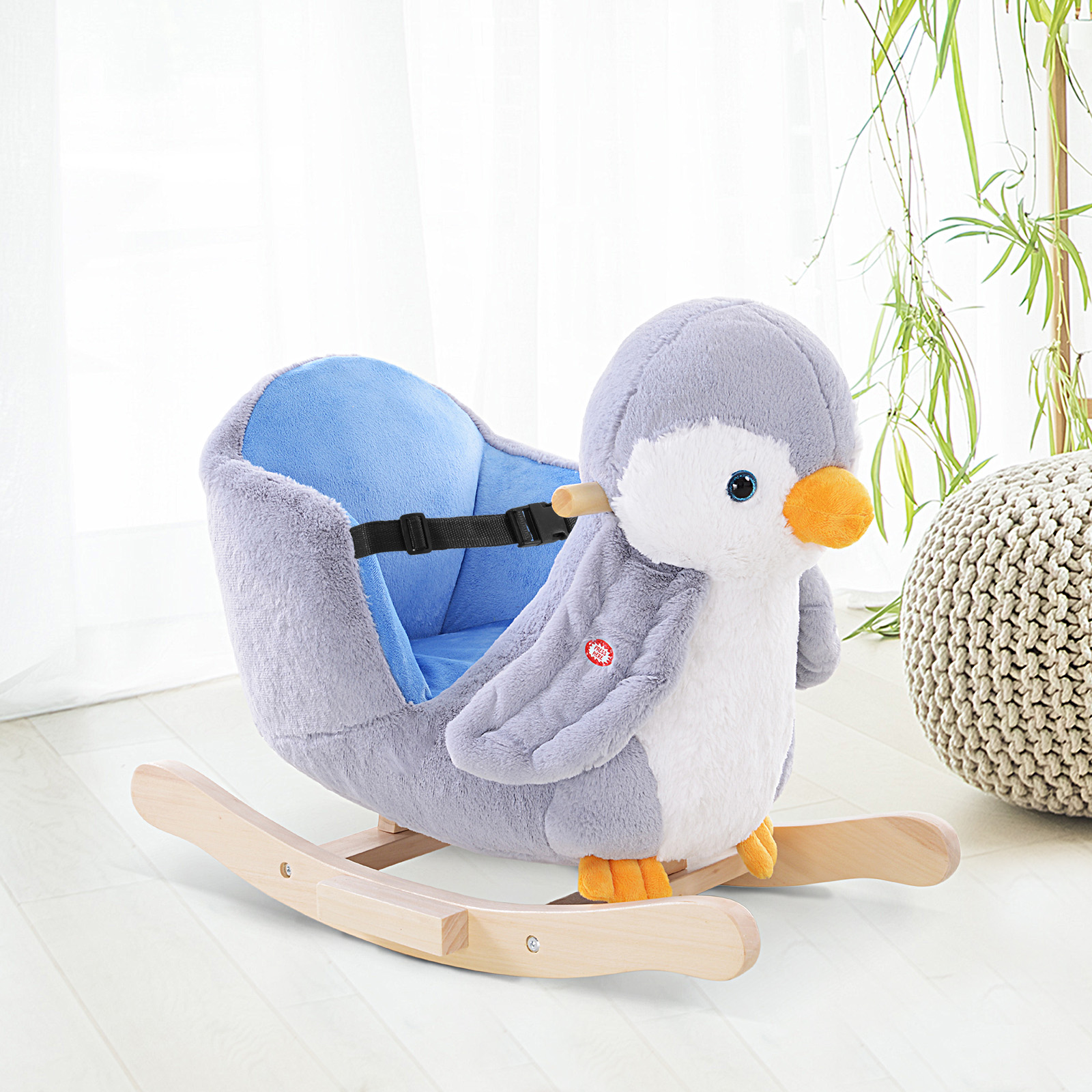 Children's Rocking Horse Unicorn Wooden Plush Riding Chair Toy With Music — image 3