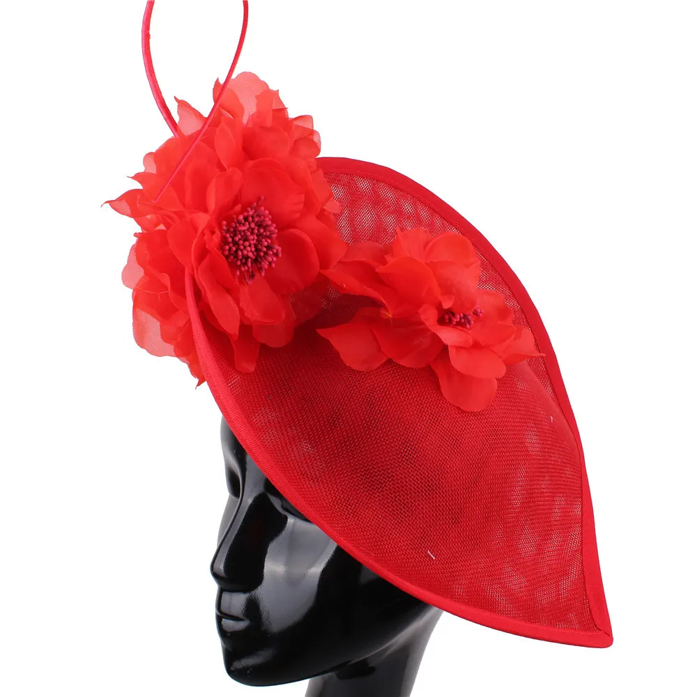 Accessories Feather Headdress Banquet Net Yarn Hair Accessories Photo Hat - Red