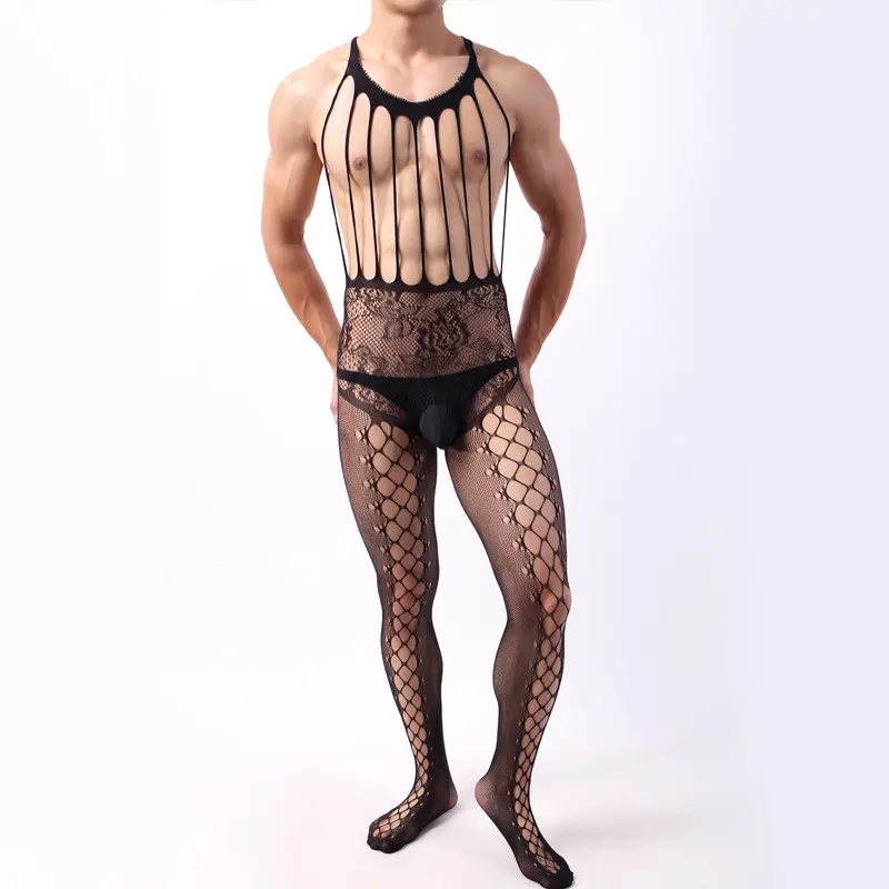 Men's One Piece Net Socks Set Transparent Ultra-thin High