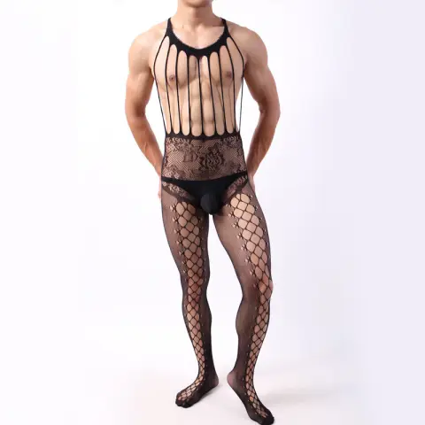 Men's One Piece Net Socks Set Transparent Ultra-thin High