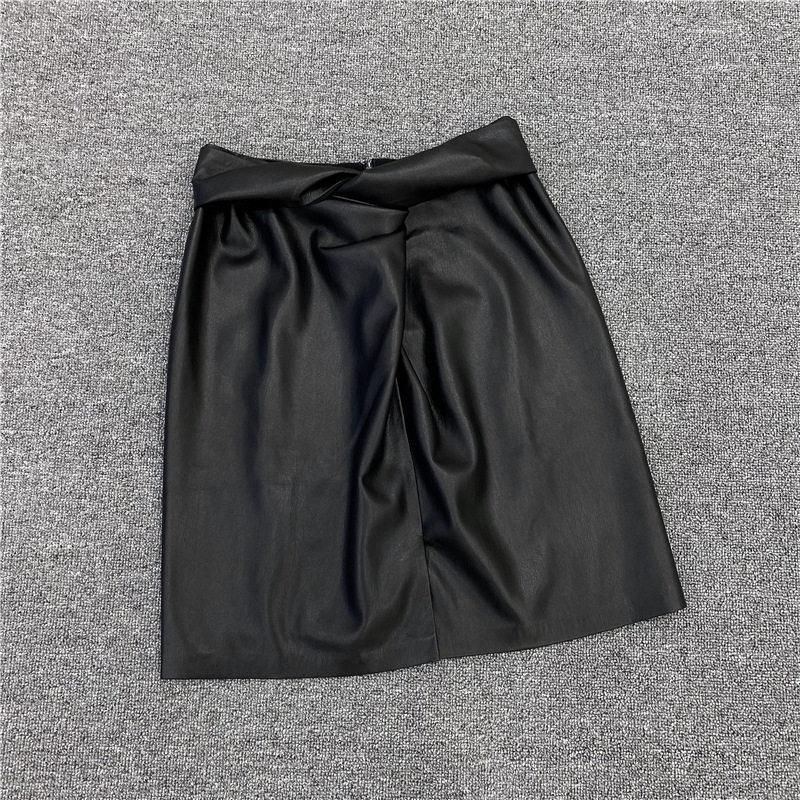 Title 5, Faux leather plain short skirt, a versatile war...