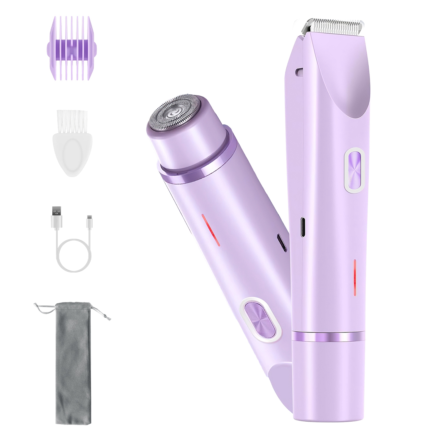 2 In 1 Bikini Trimmer For Women Dual Head Cordless Body Shaver IPX7 Waterproof Rechargeable Pubic Hair Razor Wet And Dry Use For Bikini Underarm Le... Purple - Shop at LoveMi