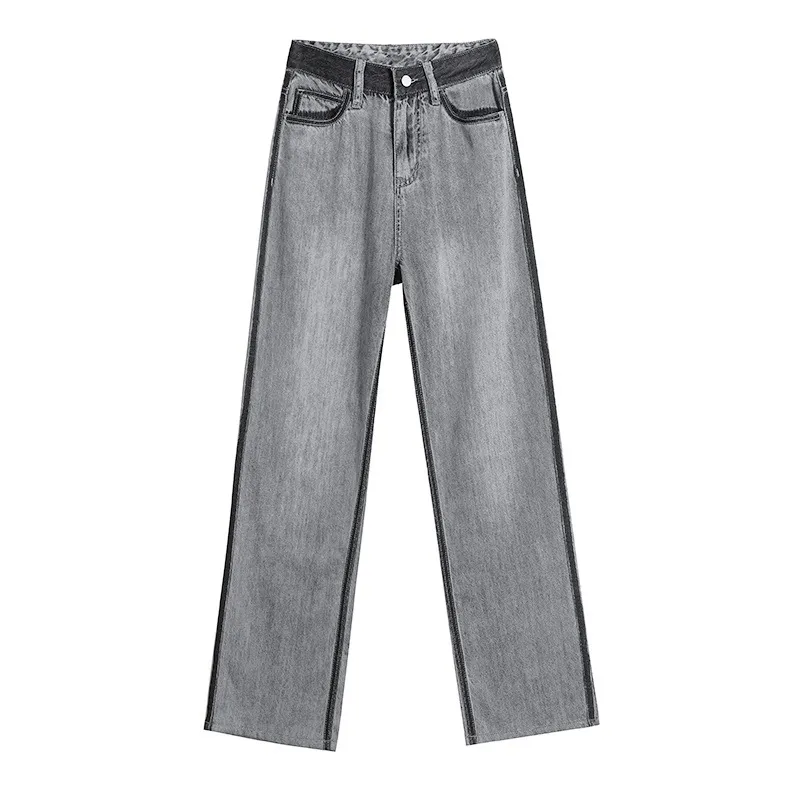 Tencel Straight Leg Jeans Women's Thin Contrast Color - Tencel Nine Points