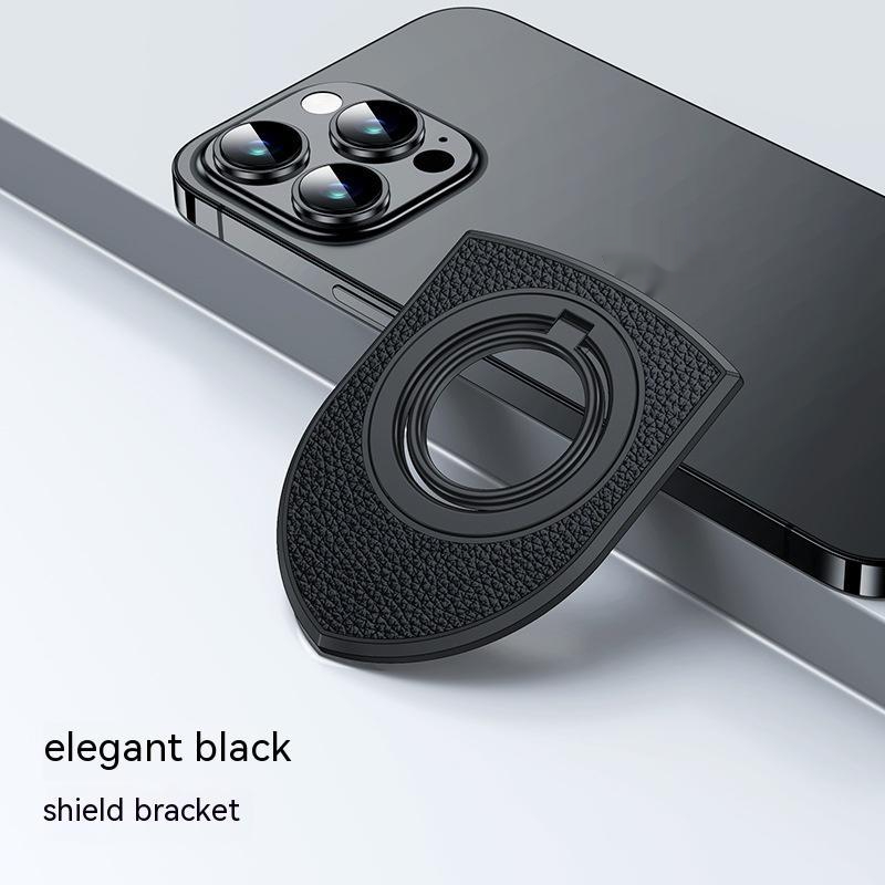 Double-sided Magnetic Fastened Ring Bracket Rotation – ZF024 Leather Pattern Black