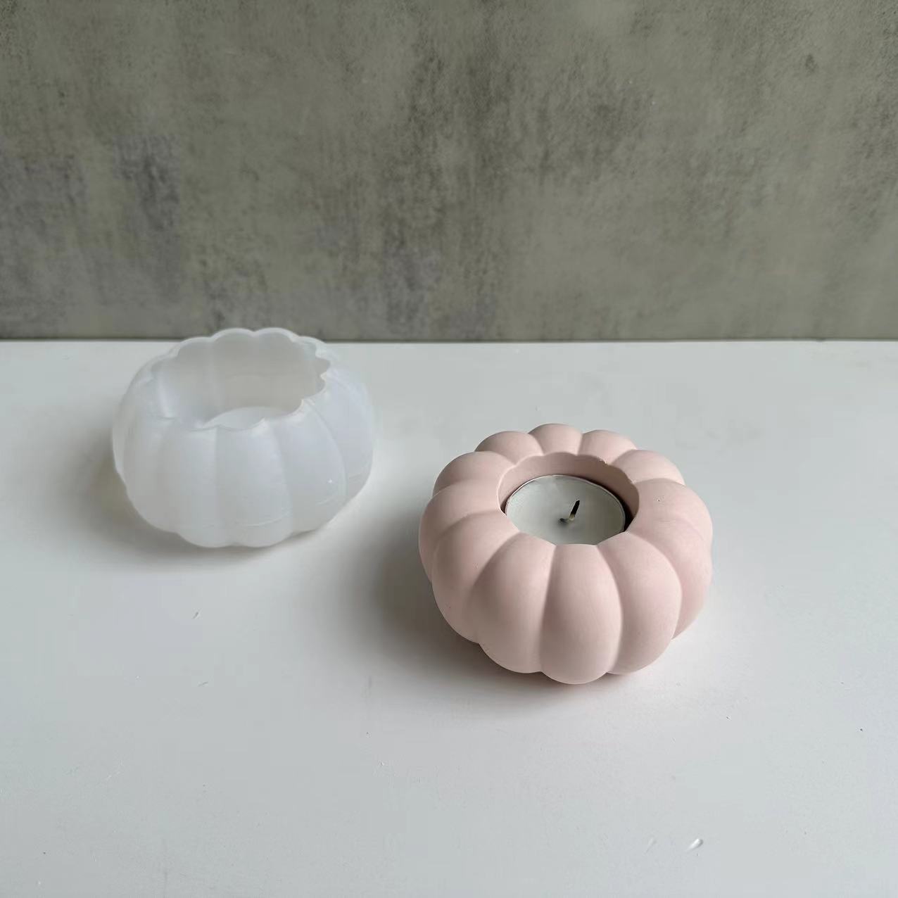 Pumpkin candle holder silicone mold (pumpkin candlestick
