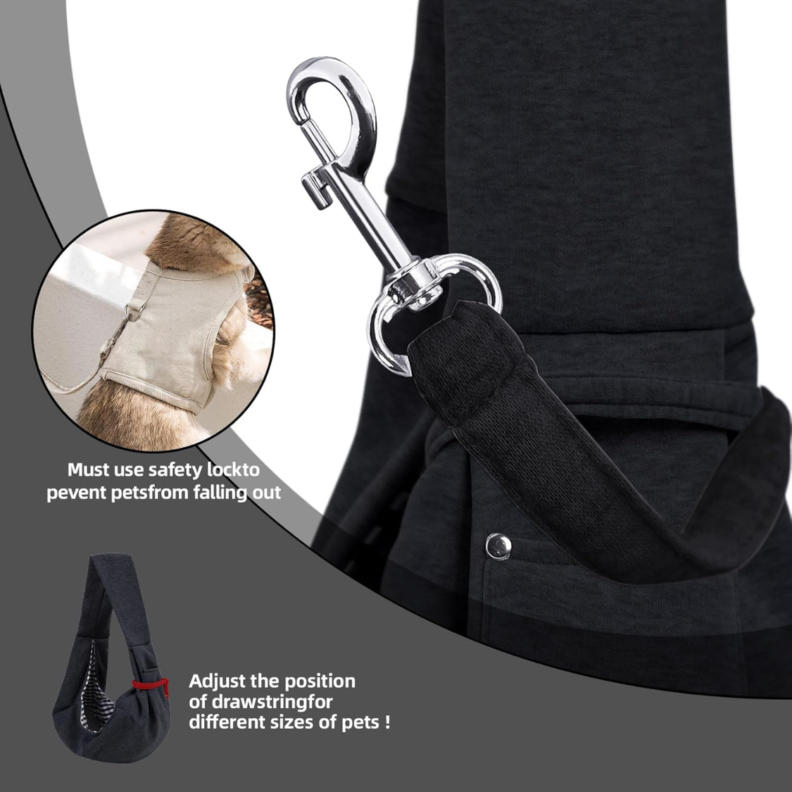 Dog Carrier Sling  Reversible Puppy Carrier Purse With Storage Pocket, Hand Free Dog Sling Carrier For Carry Small Dogs And Cats, Travel Safety Harness, Dog And Cat Harness — foto 4