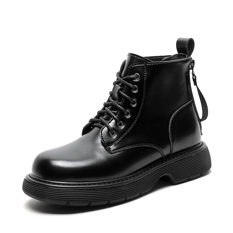 Title 6, Damen Schwarze Kurze Martin Boots mit dicker So...