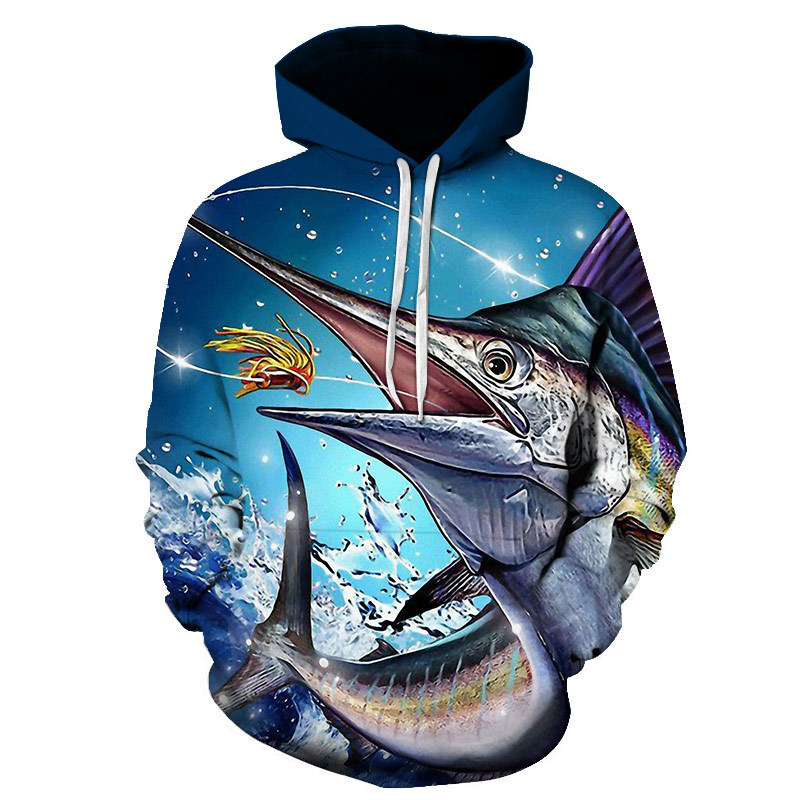 3D Digital Printing Three-dimensional Patch Pocket Casual Pullover Hooded Sweater