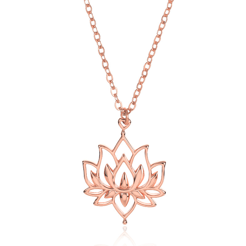 Simple Hollow Lotus Necklace Ladies Necklace Plant Series Summer Accessories Lotus Necklace